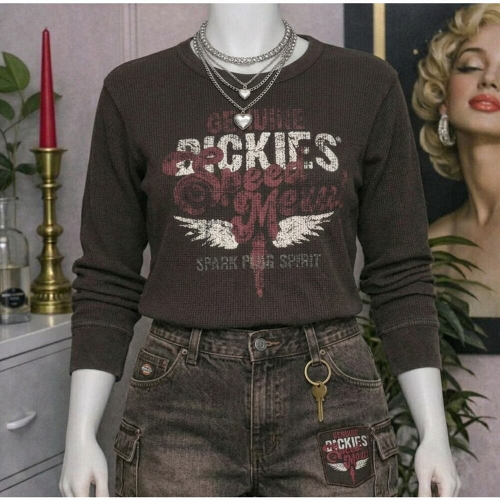 Vintage Women's Dickies Thermal Long Sleeve - 2XL - Jokers Crime Crew Graphic